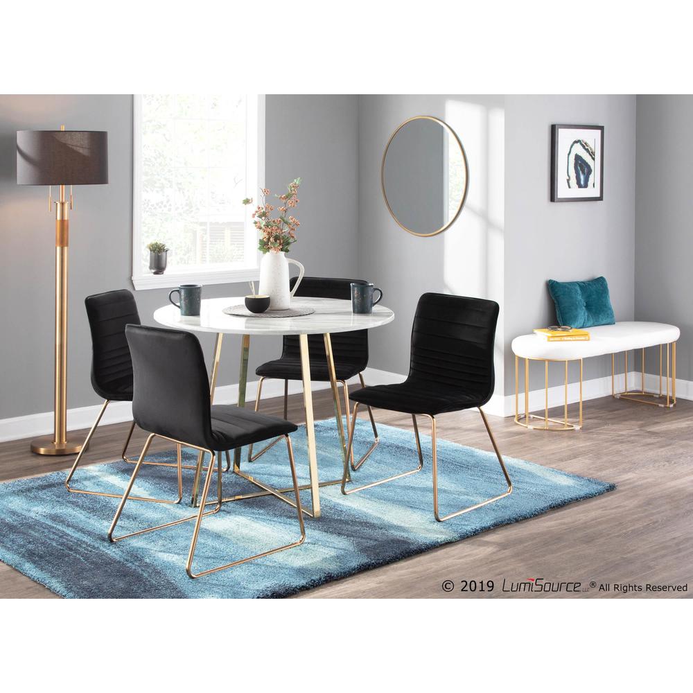 Gold Metal, White Marble Cosmo Dining Table. Picture 7