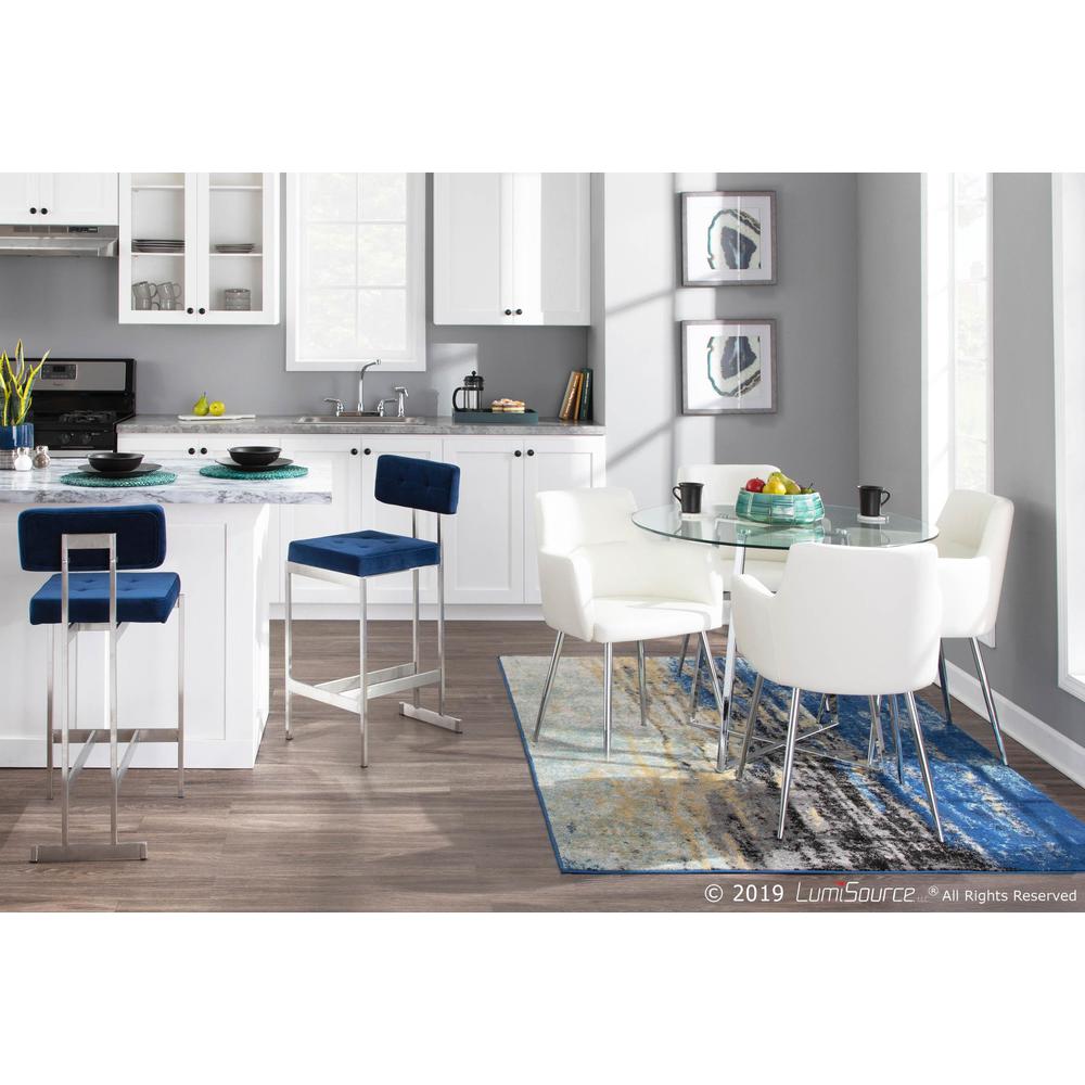 Chrome, Clear Glass Cosmo Dining Table. Picture 9