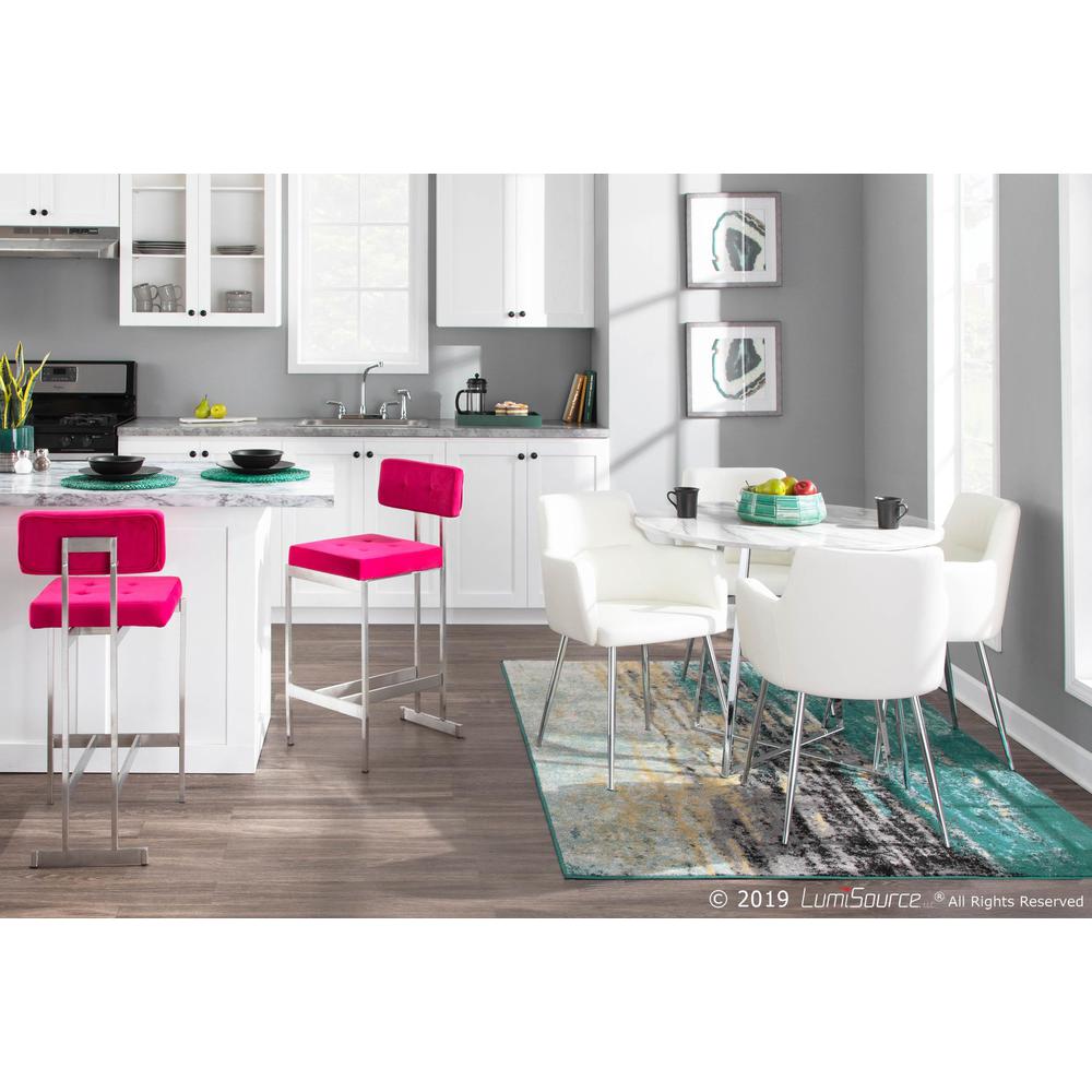 Chrome, White Marble Cosmo Dining Table. Picture 8