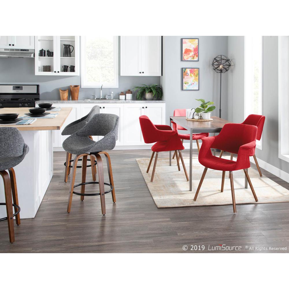 Walnut Wood, Grey Noise Fabric, Black Metal Fabrico Counter Stool - Set of 2. Picture 8