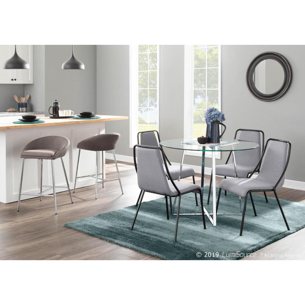 Chrome, Grey Fabric Matisse Counter Stool - Set of 2. Picture 8