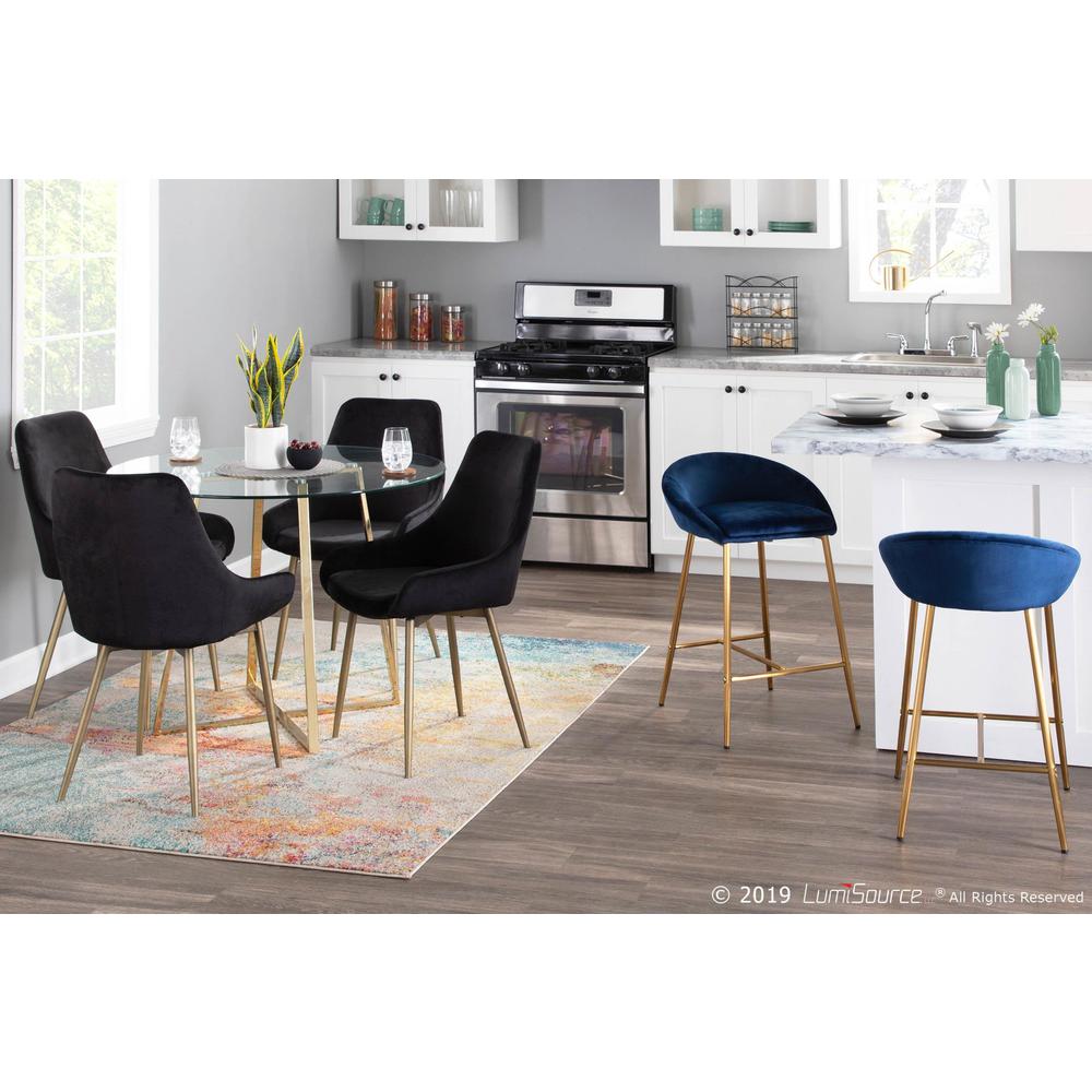 Gold Metal, Blue Velvet Matisse Counter Stool - Set of 2. Picture 8