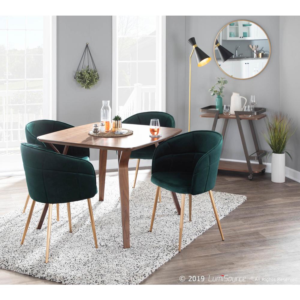 Lindsey Contemporary Chair in Gold Metal and Green Velvet. Picture 7