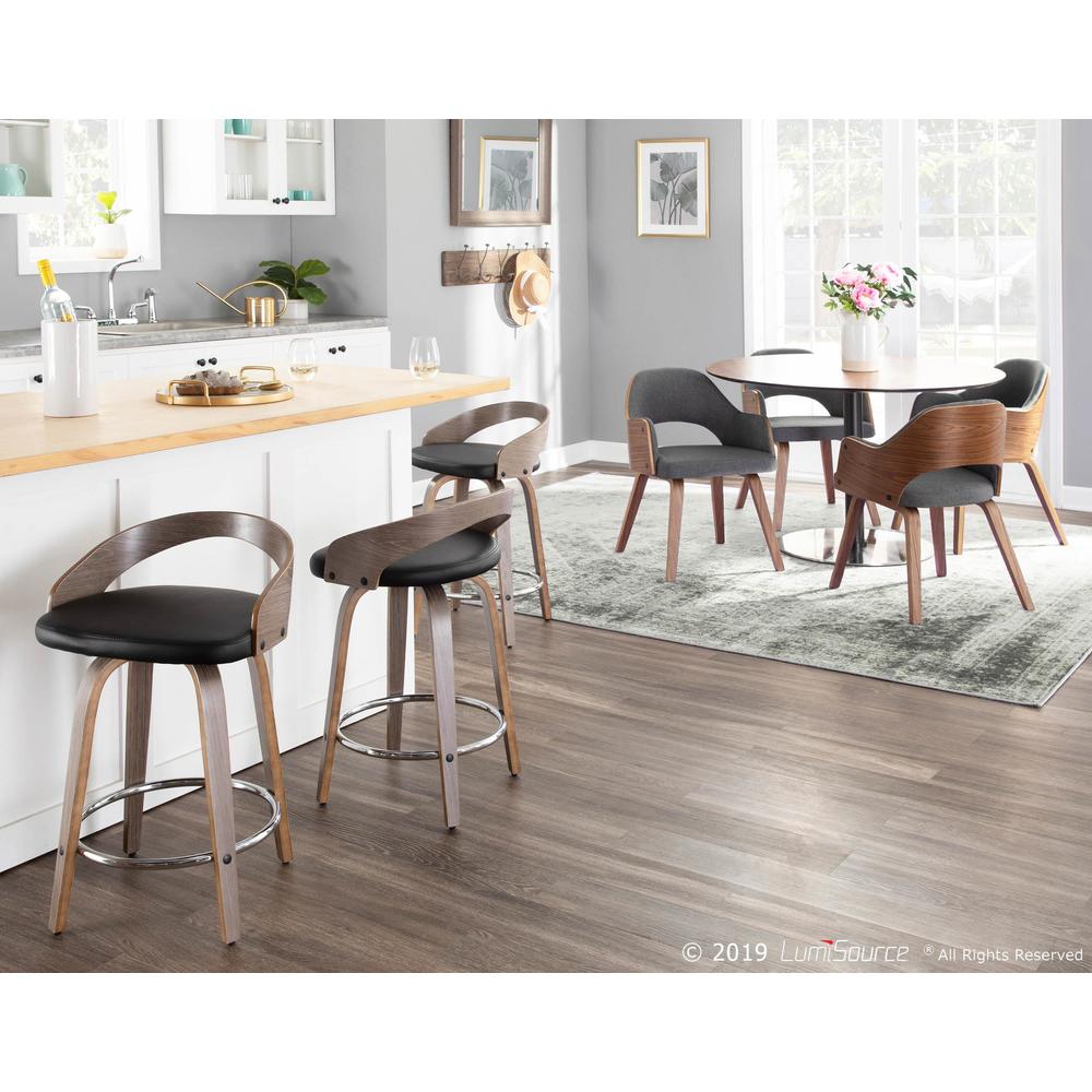 Light Grey Wood, Black PU, Chrome Grotto Counter Stool - Set of 2. Picture 9