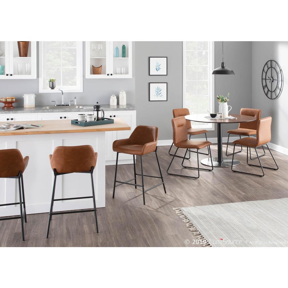 Black Metal, Camel PU Daniella Counter Stool - Set of 2. Picture 8