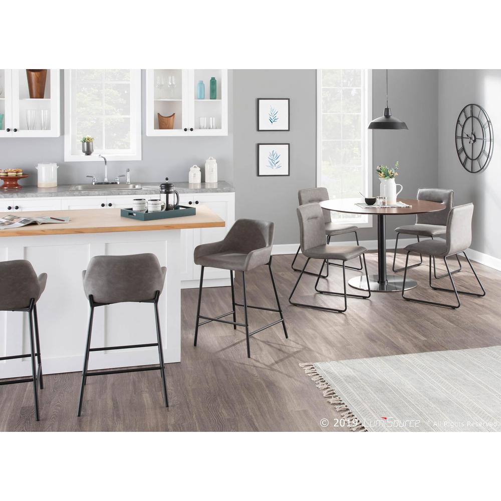 Black Metal, Grey PU Daniella Counter Stool - Set of 2. Picture 8