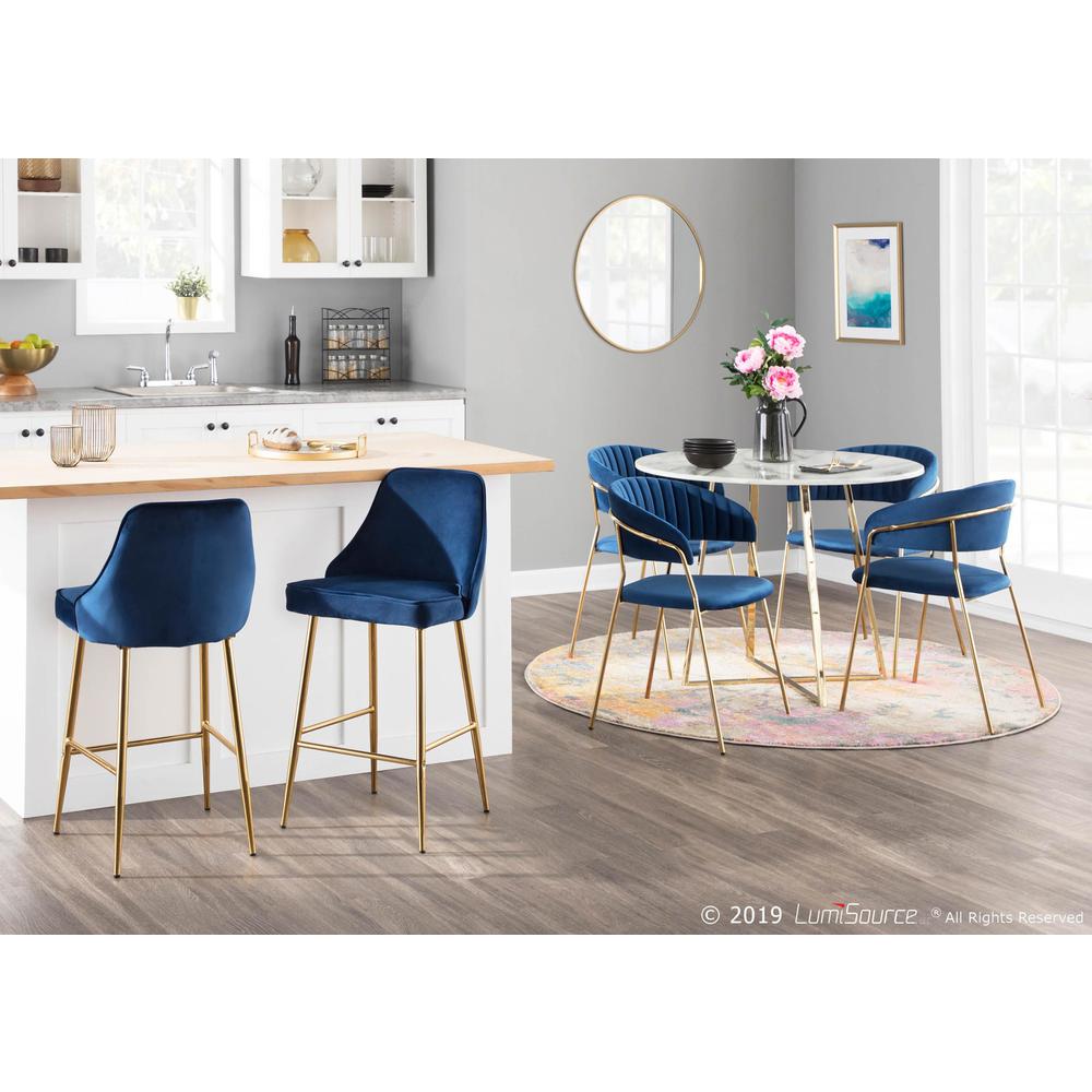 Gold Metal, White Marble Cosmo Dining Table. Picture 10