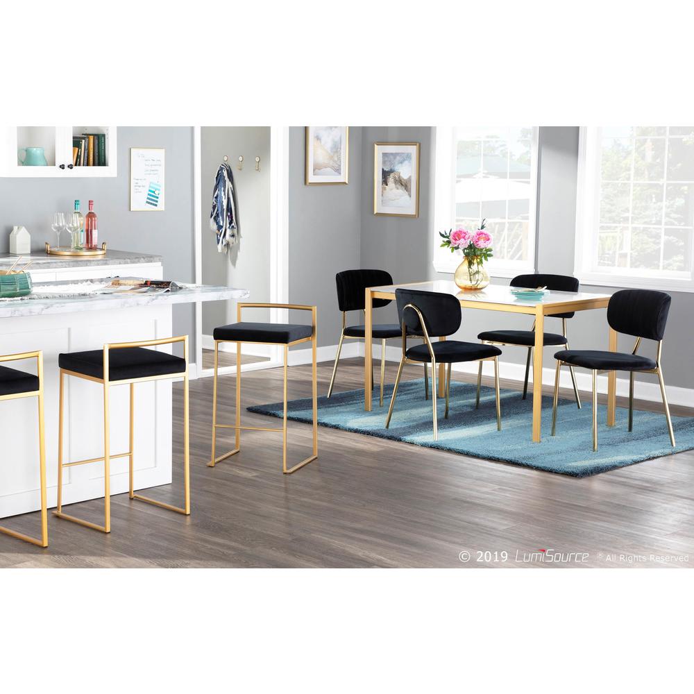Gold Metal, Black Velvet Bouton Chair - Set of 2. Picture 8