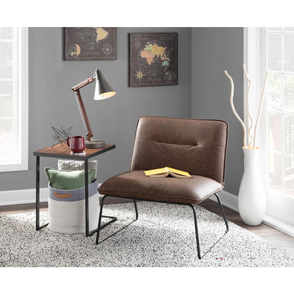 Black Metal, Espresso PU Casper Accent Chair. Picture 7