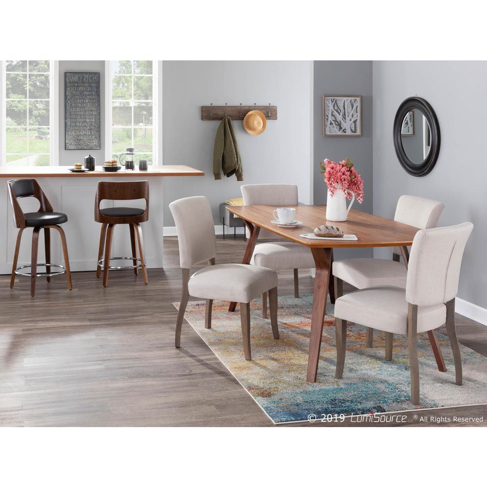 Walnut Wood, Brown PU, Chrome Cecina 24.5'' Counter Stool - Set of 2. Picture 9