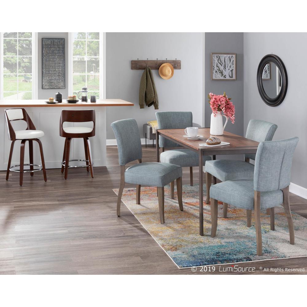 Cherry Wood, White PU, Chrome Cecina 24.5'' Counter Stool - Set of 2. Picture 9