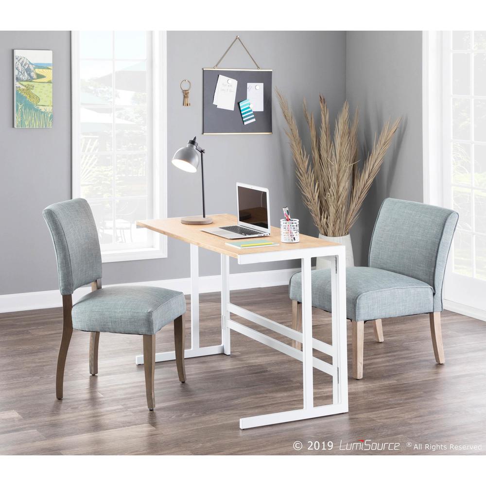 White Metal, Natural Bamboo Roman Office Desk. Picture 8