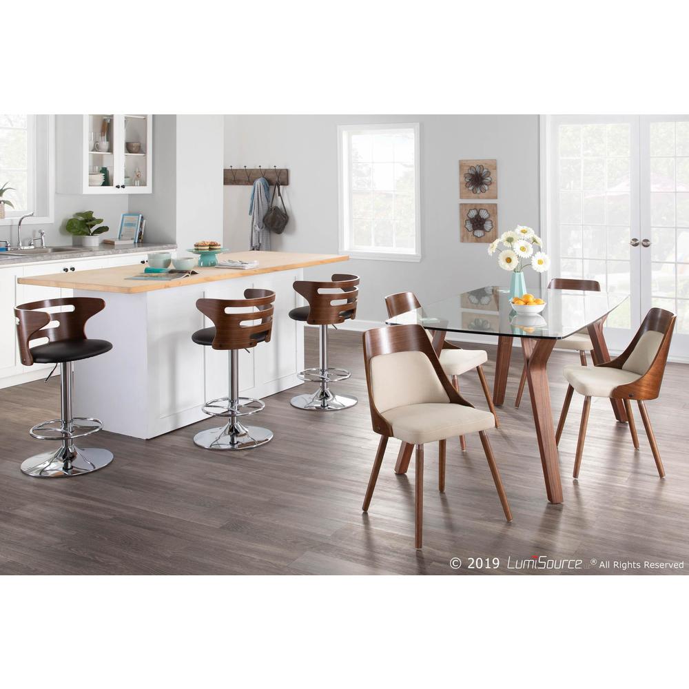 Walnut Wood, Clear Glass Folia Dining Table. Picture 9