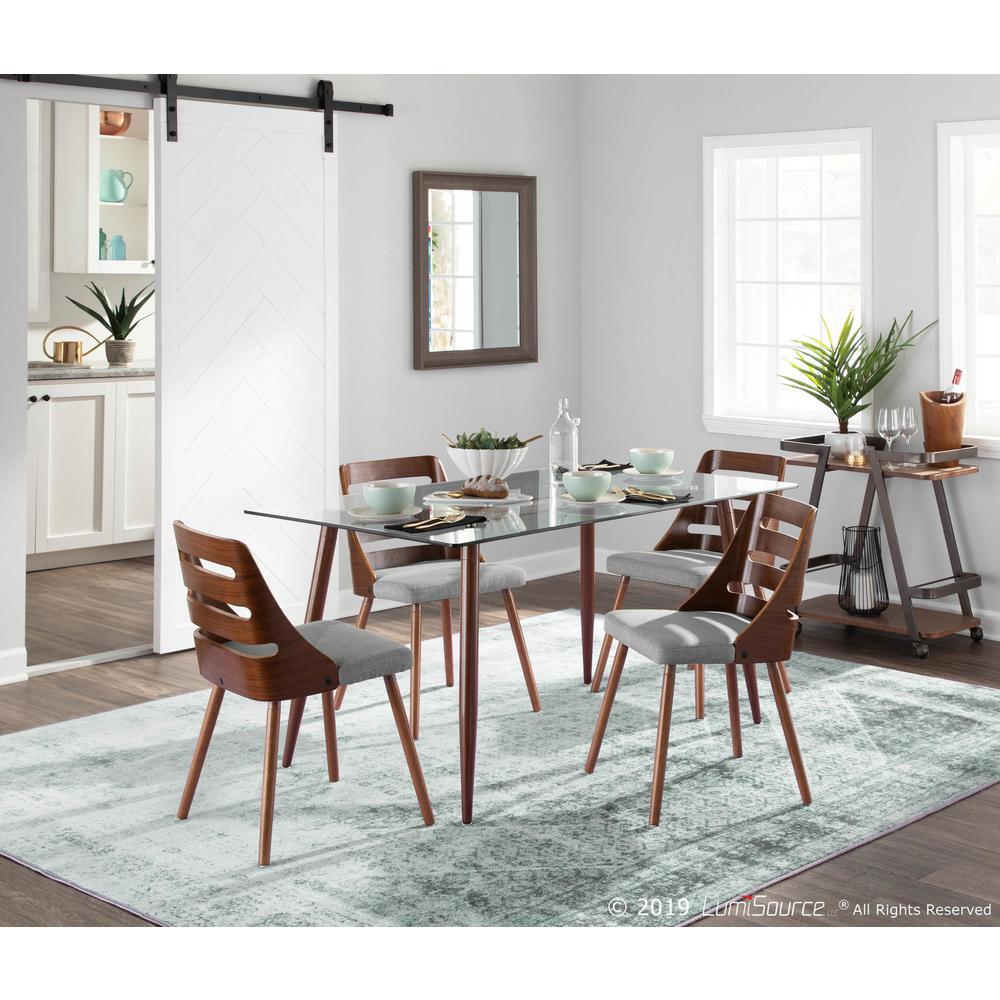 Walnut Wood, Grey Fabric Trevi Chair - Set of 2. Picture 5
