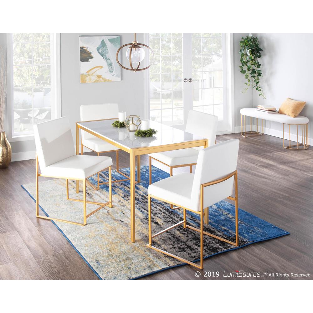 Gold Metal, White PU High Back Fuji Dining Chair - Set of 2. Picture 8