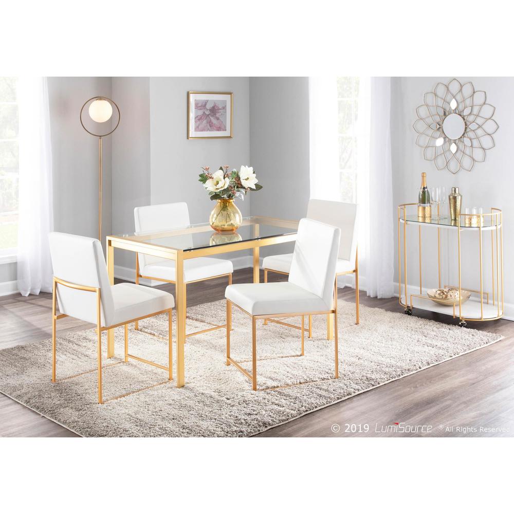 Gold Metal, White PU High Back Fuji Dining Chair - Set of 2. Picture 9