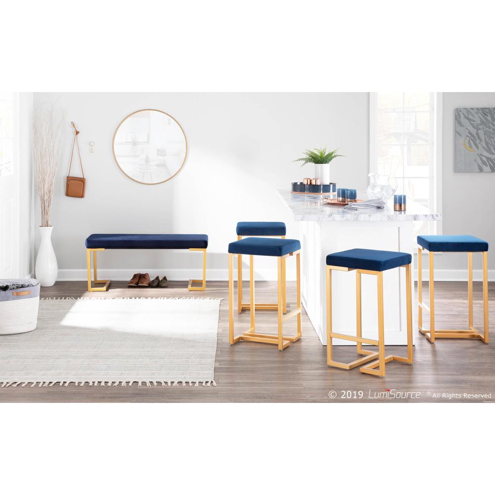 Gold, Blue Midas Counter Stool - Set of 2. Picture 9