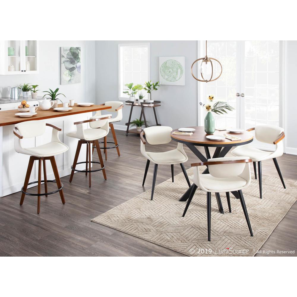 Walnut Bamboo, Black Metal, Cream PU Oracle Counter Stool. Picture 8