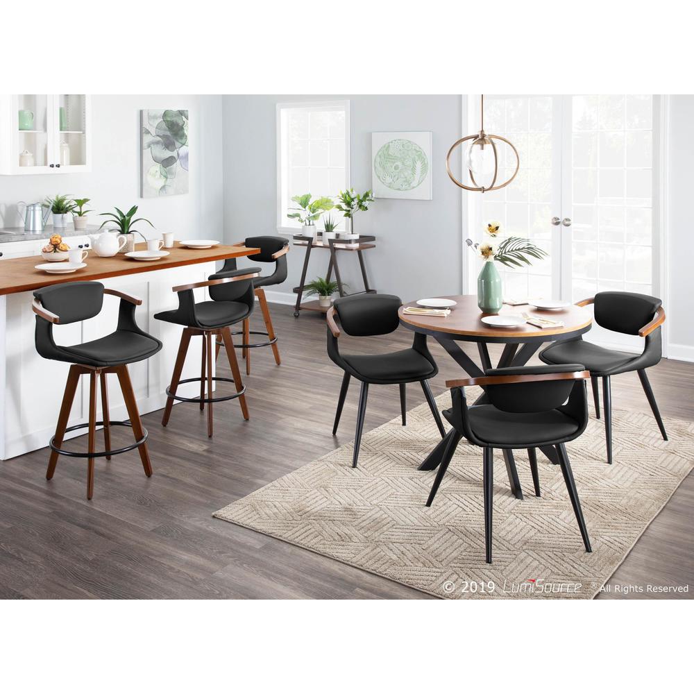 Walnut Bamboo, Black Metal, Black PU Oracle Counter Stool. Picture 7