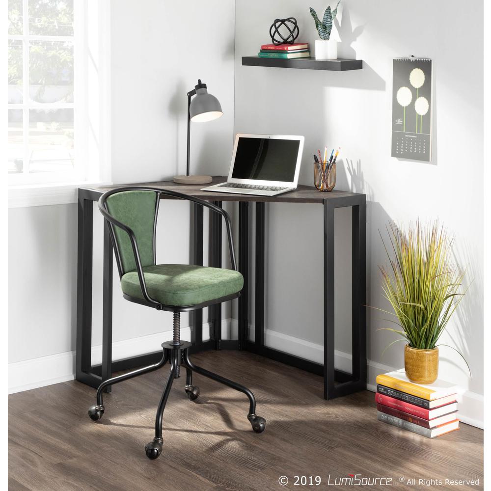 Black Metal, Espresso Bamboo Roman Corner Desk. Picture 11