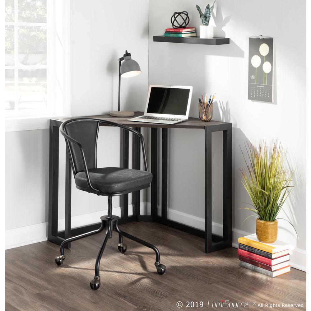 Black Metal, Espresso Bamboo Roman Corner Desk. Picture 12