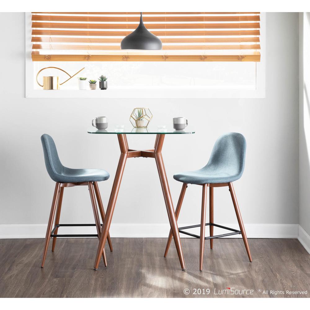 Walnut, Clear Glass Clara Square Counter Table. Picture 6