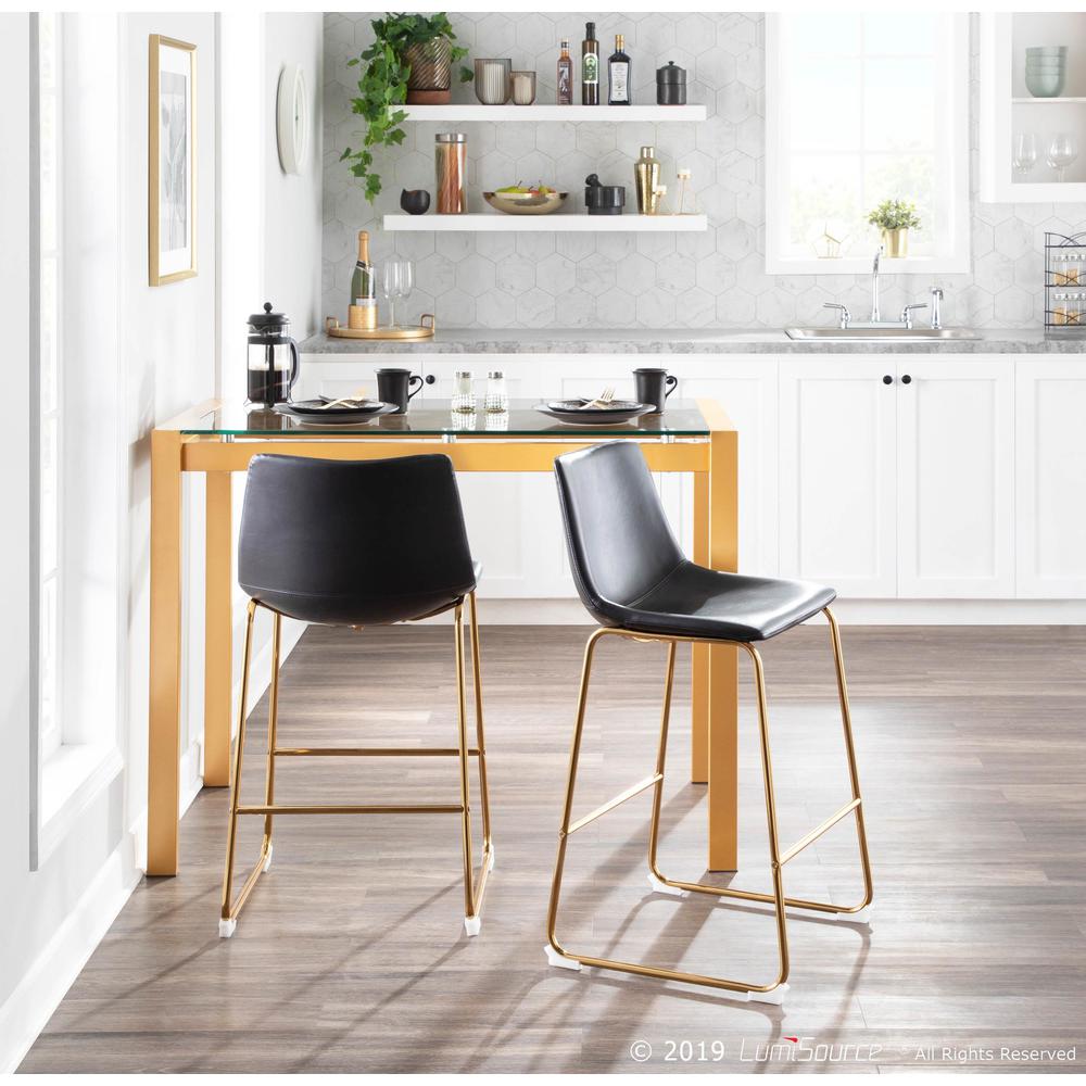 Gold Metal, Black PU Duke Counter Stool - Set of 2. Picture 8