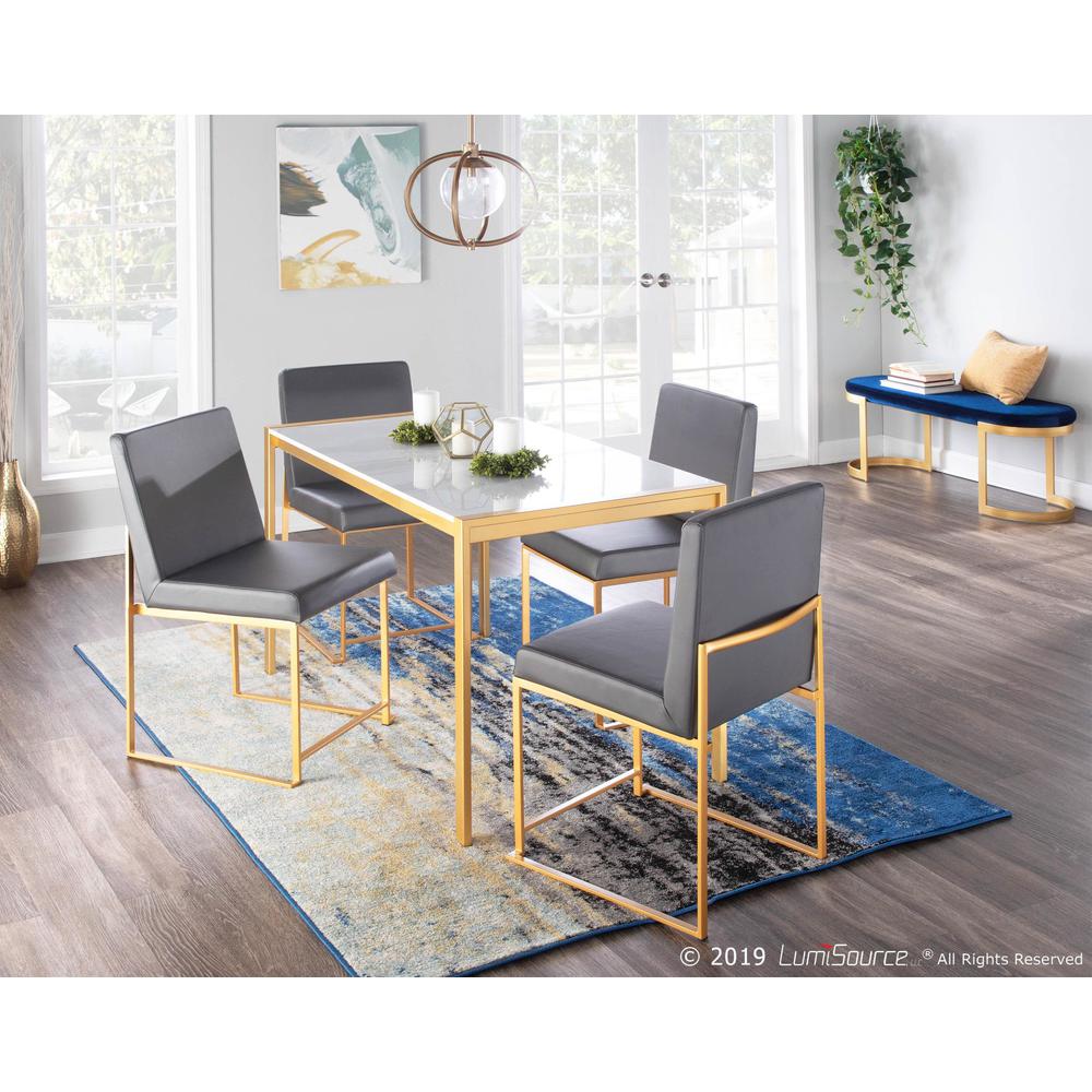Gold Metal, White Marble Fuji Dinette Table. Picture 7