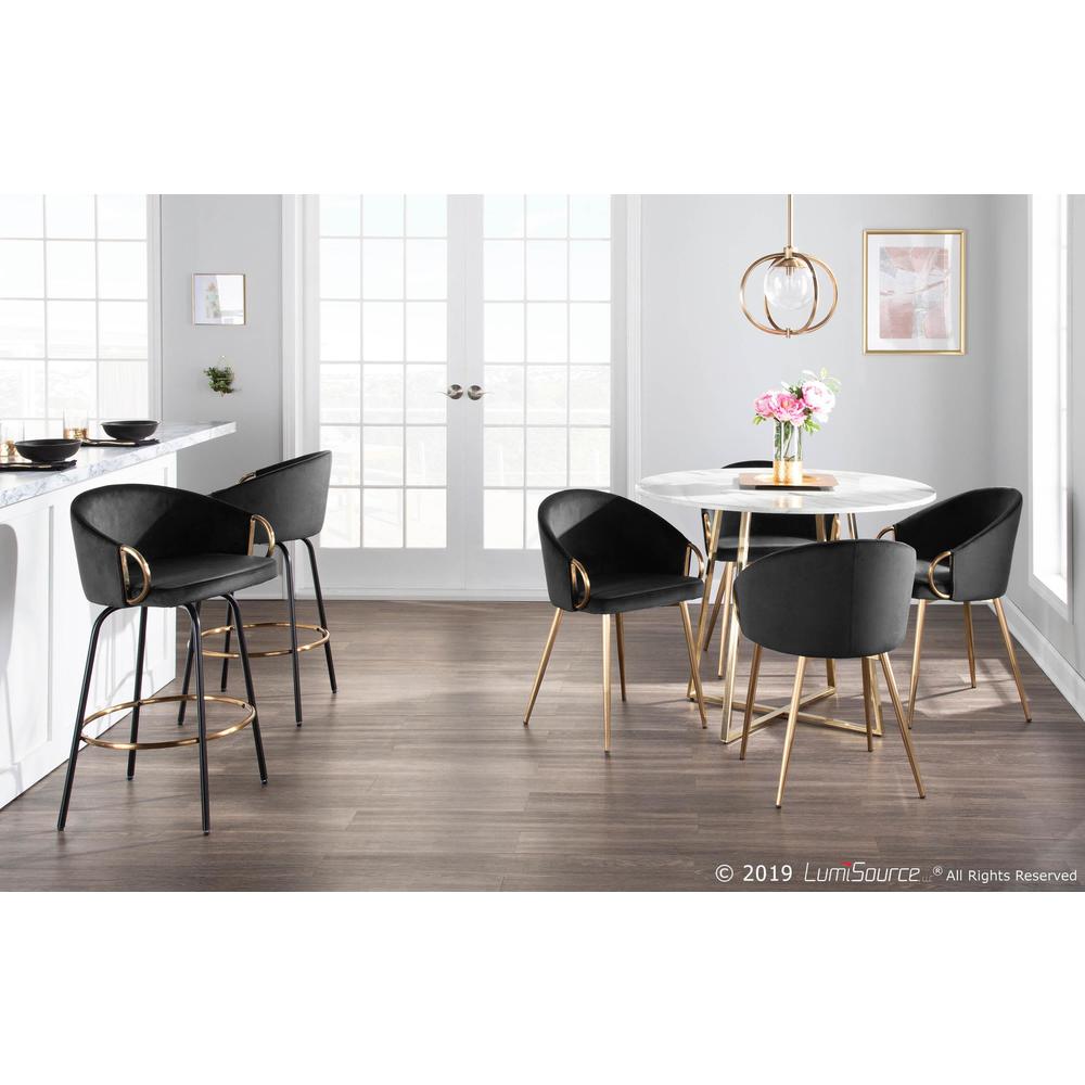 Gold Metal, Black Velvet Claire Chair - Set of 2. Picture 8