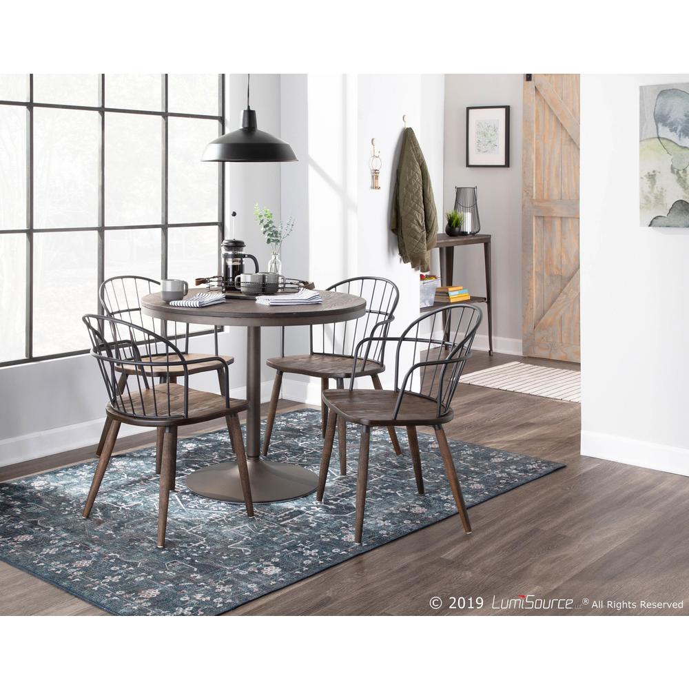Dark Walnut Wood, Black Metal Riley Chair. Picture 7