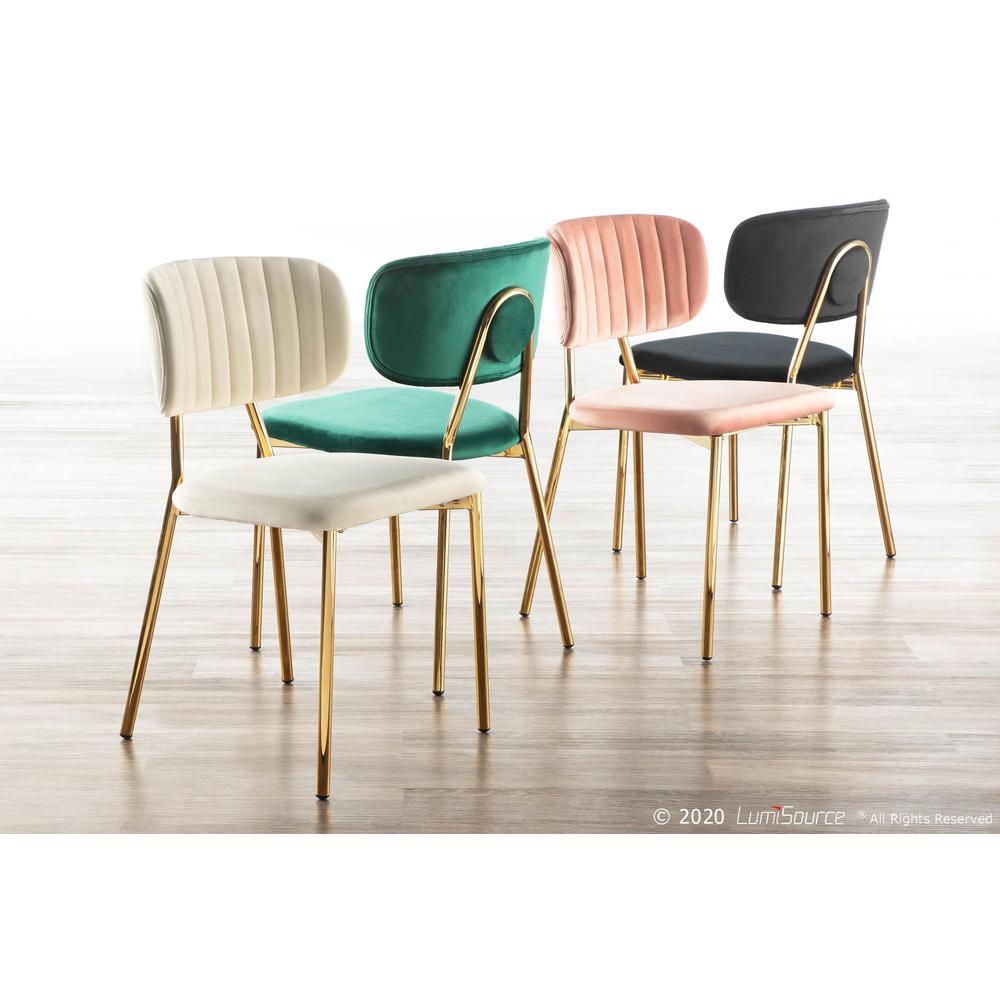 Gold Metal, Cream Velvet Bouton Chair - Set of 2. Picture 9