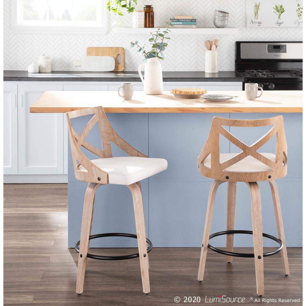 White Charlotte 26" Fixed Height Counter Stool - Set of 2. Picture 11