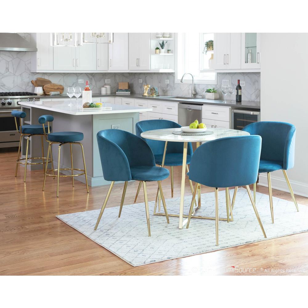 Gold Legs, Blue Velvet Fran Chair - Set of 2. Picture 11