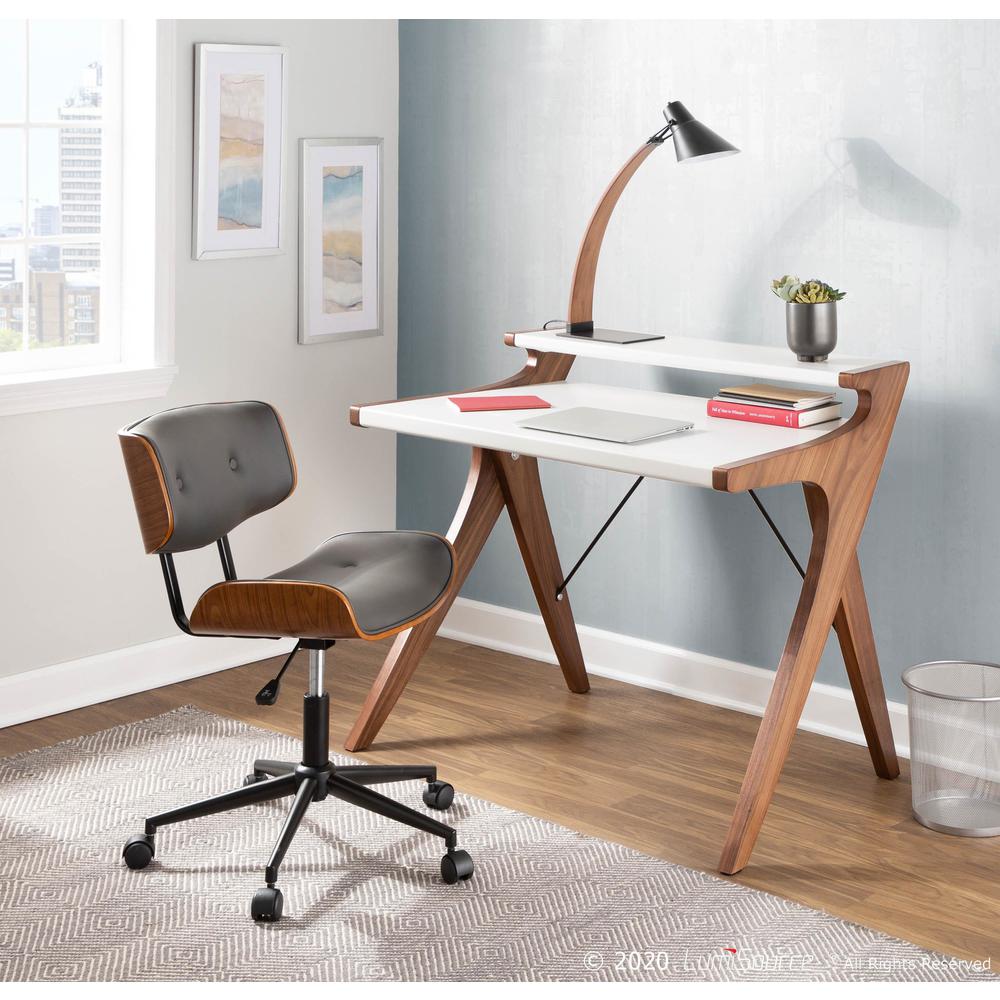 Walnut, Grey Lombardi Office Chair. Picture 9