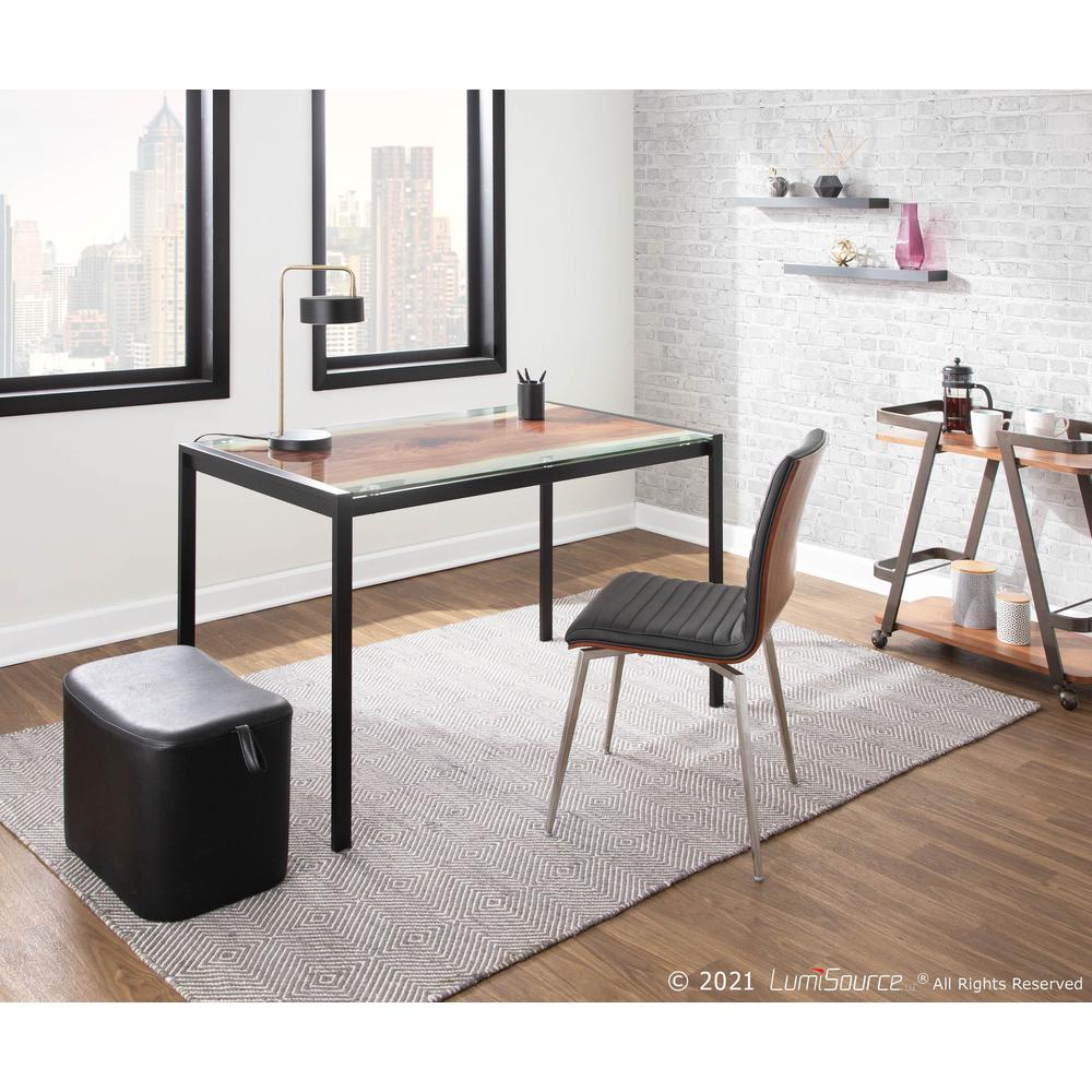 Black Steel, Printed Glass Live Edge Table. Picture 9