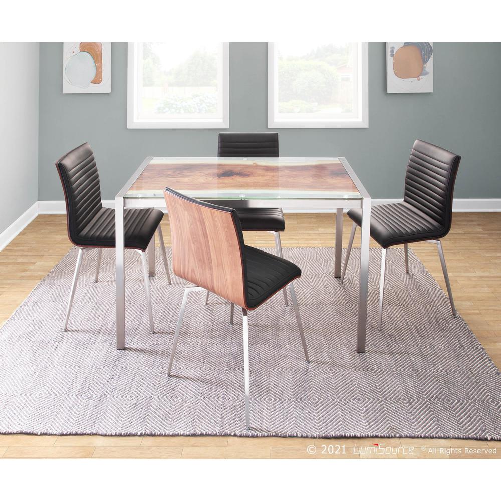 Stainless Steel, Printed Glass Live Edge Table. Picture 11