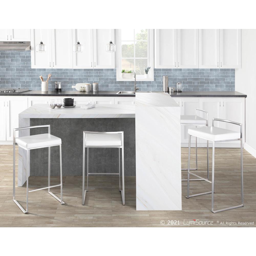 White Fuji Stacker Counter Stool - Set of 2. Picture 9