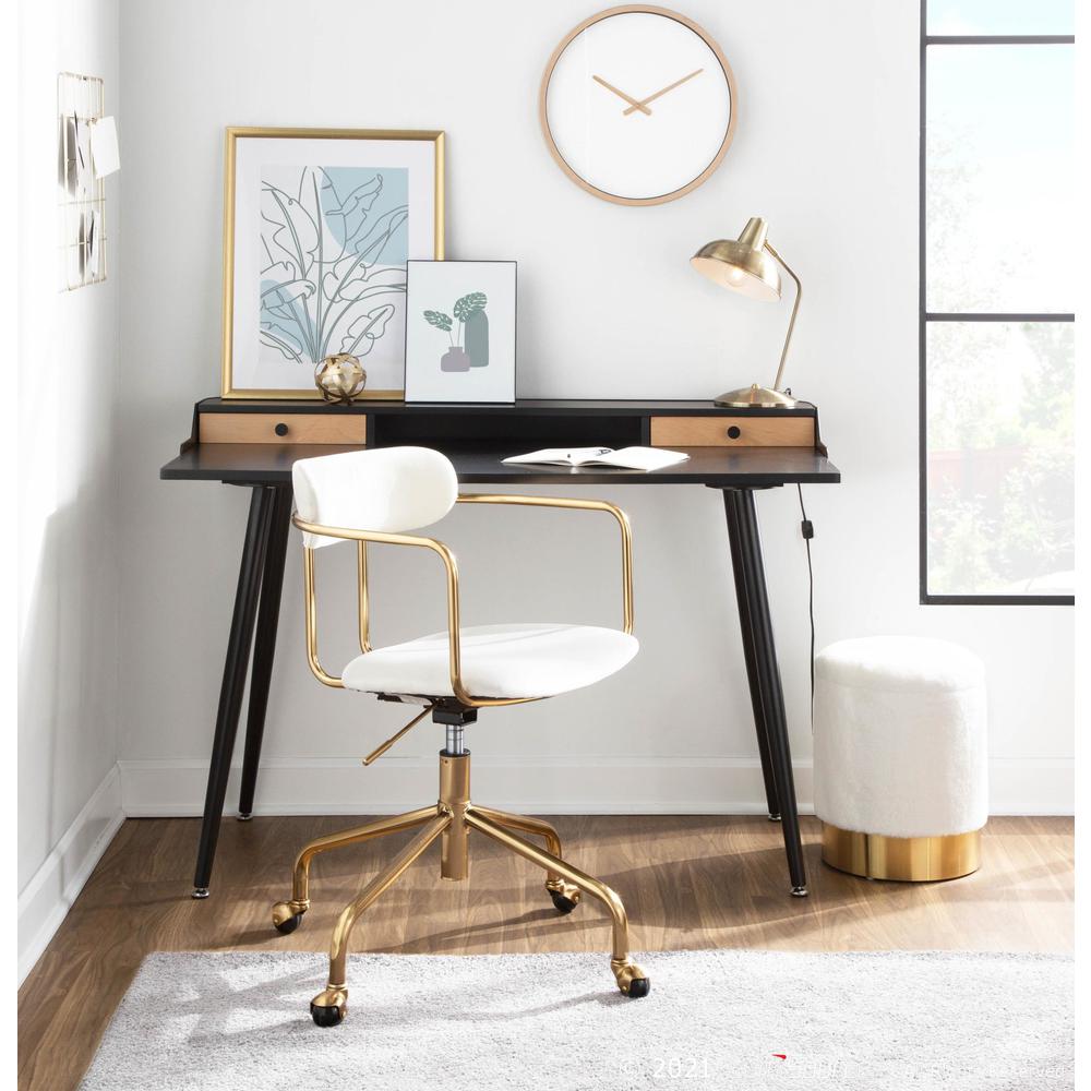 Black Steel, Black Wood, Natural Wood Harvey Desk. Picture 10