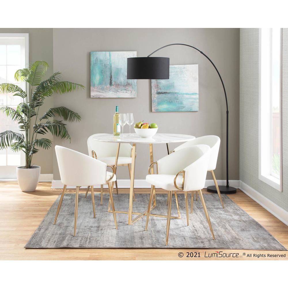 Gold Metal, White PU Claire Chair - Set of 2. Picture 8