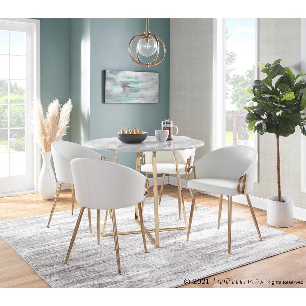Gold Metal, White PU Claire Chair - Set of 2. Picture 9