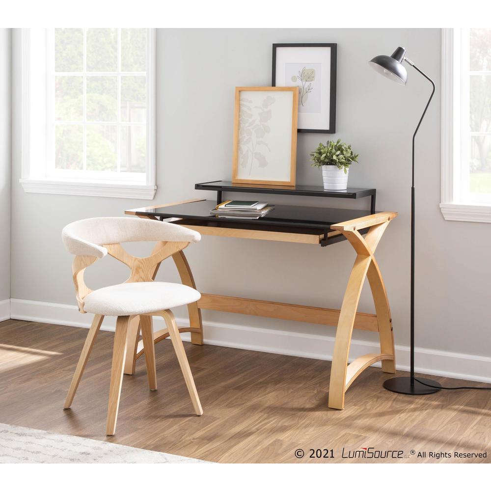 Natural Wood, Black Glass Bentley Office Desk. Picture 9