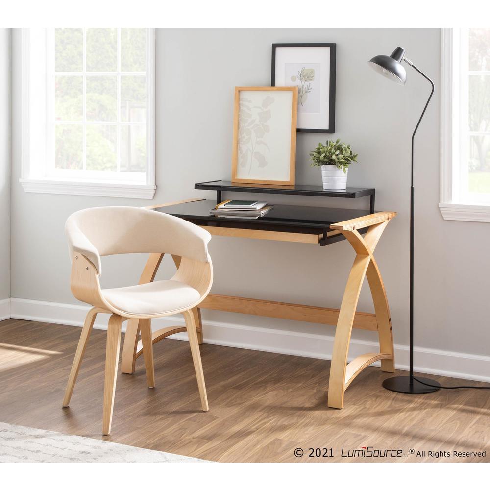 Natural Wood, Black Glass Bentley Office Desk. Picture 10