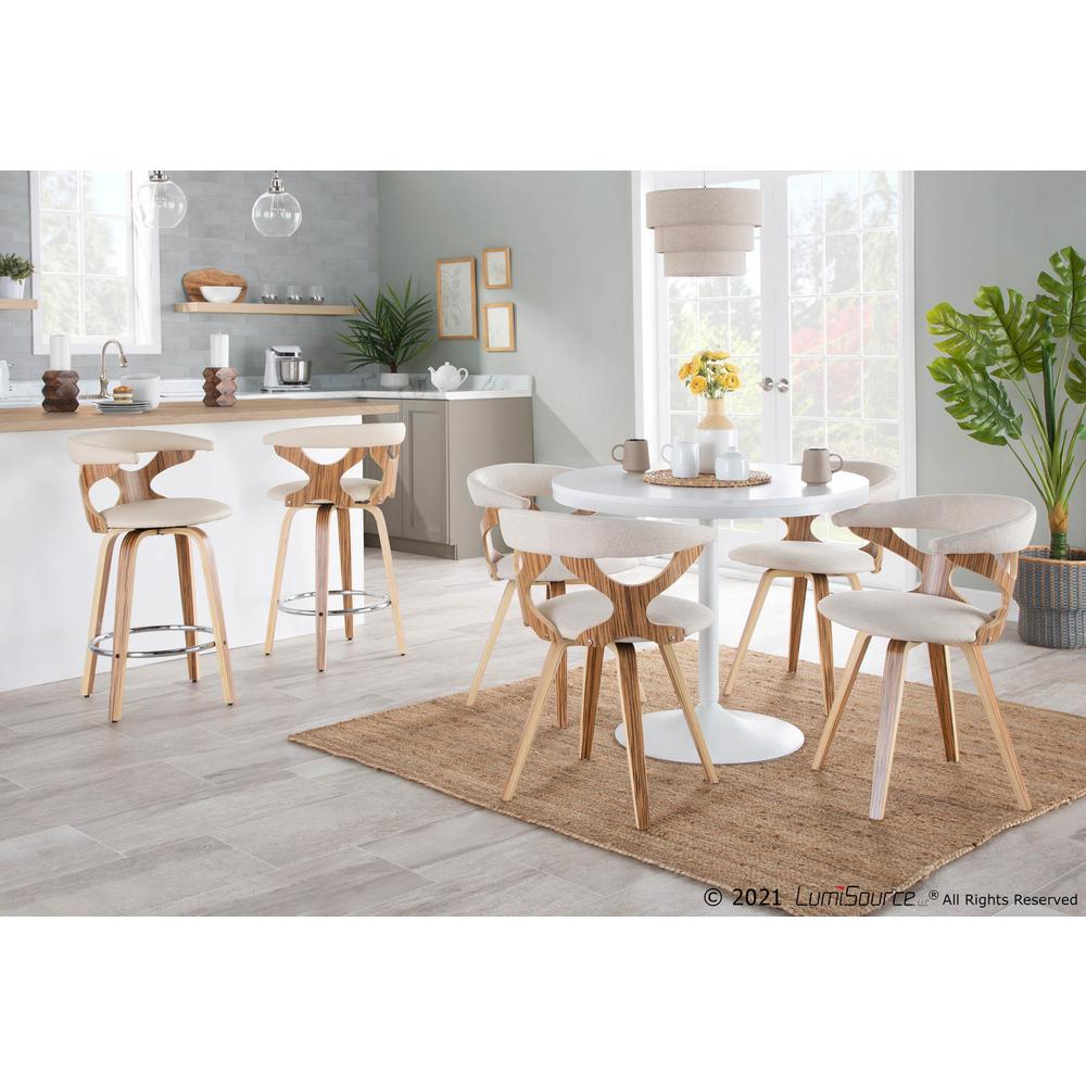 Zebra Wood, Cream Fabric Gardenia Chair. Picture 9