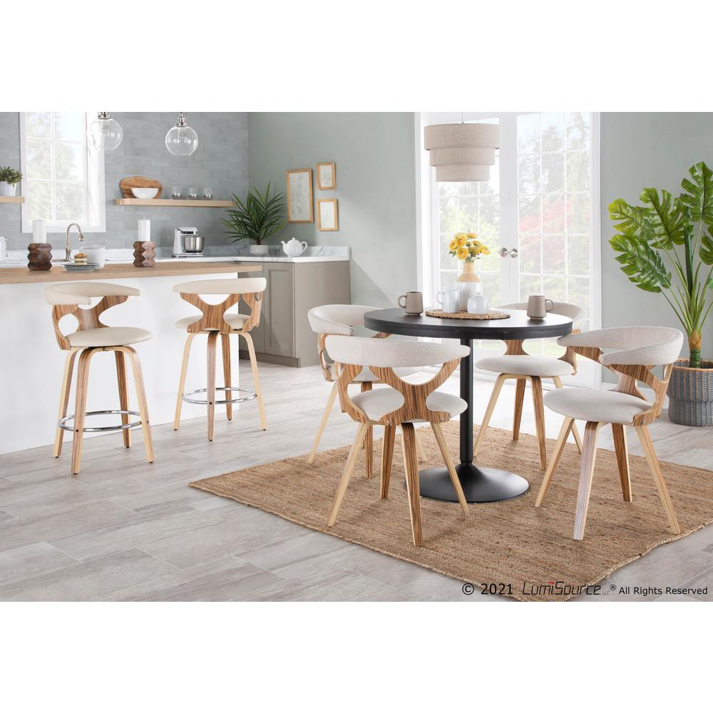 Zebra Wood, Cream Fabric Gardenia Chair. Picture 10