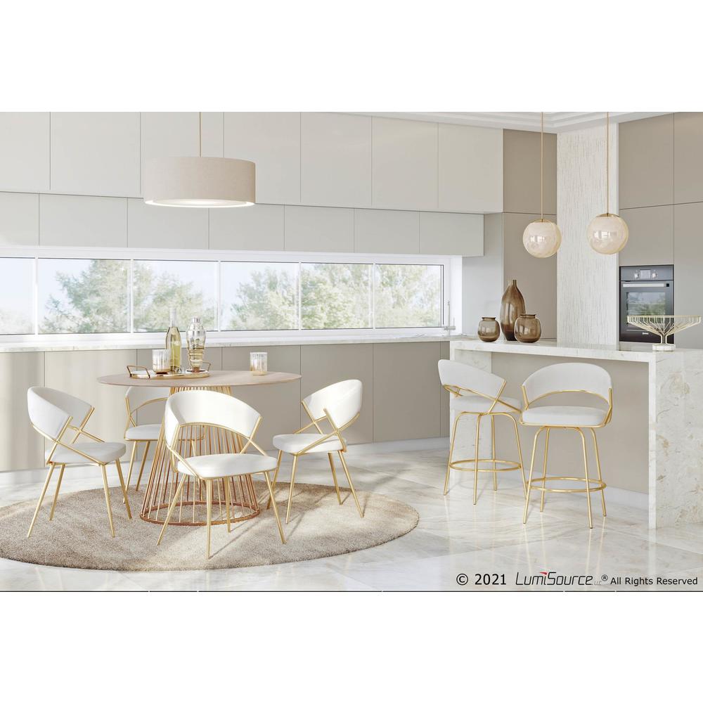 Gold Steel, Cream Velvet Jie Dining Chair - Set of 2. Picture 9