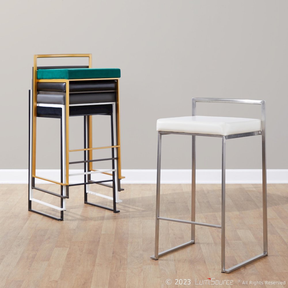 Fuji Stacker 26" Fixed-Height Counter Stool - Set of 3 in Black Metal. Picture 11