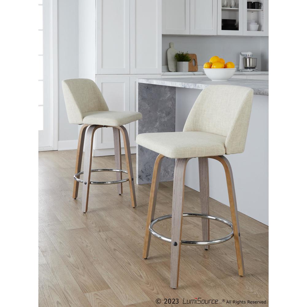 White Toriano 26" Fixed-Height Counter Stool - Set of 2. Picture 7