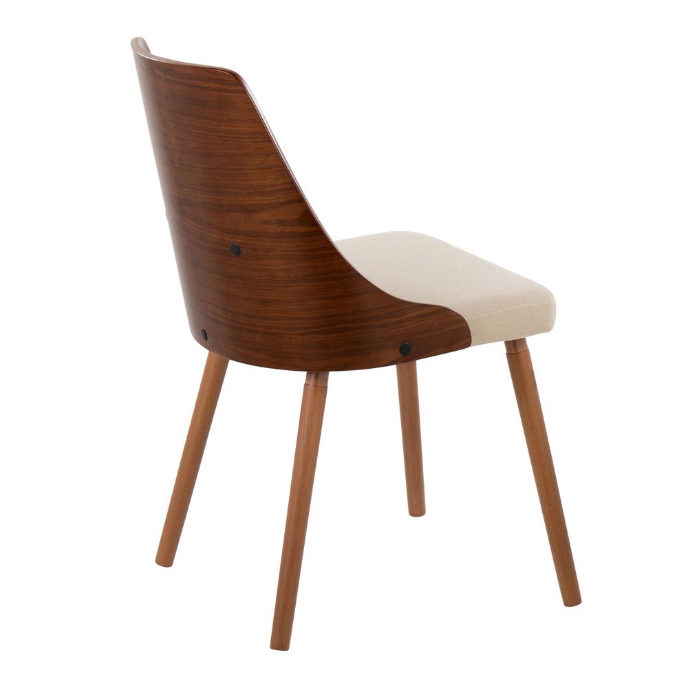 Walnut Wood, Cream Fabric Anabelle Chair (Set of 2). Picture 8