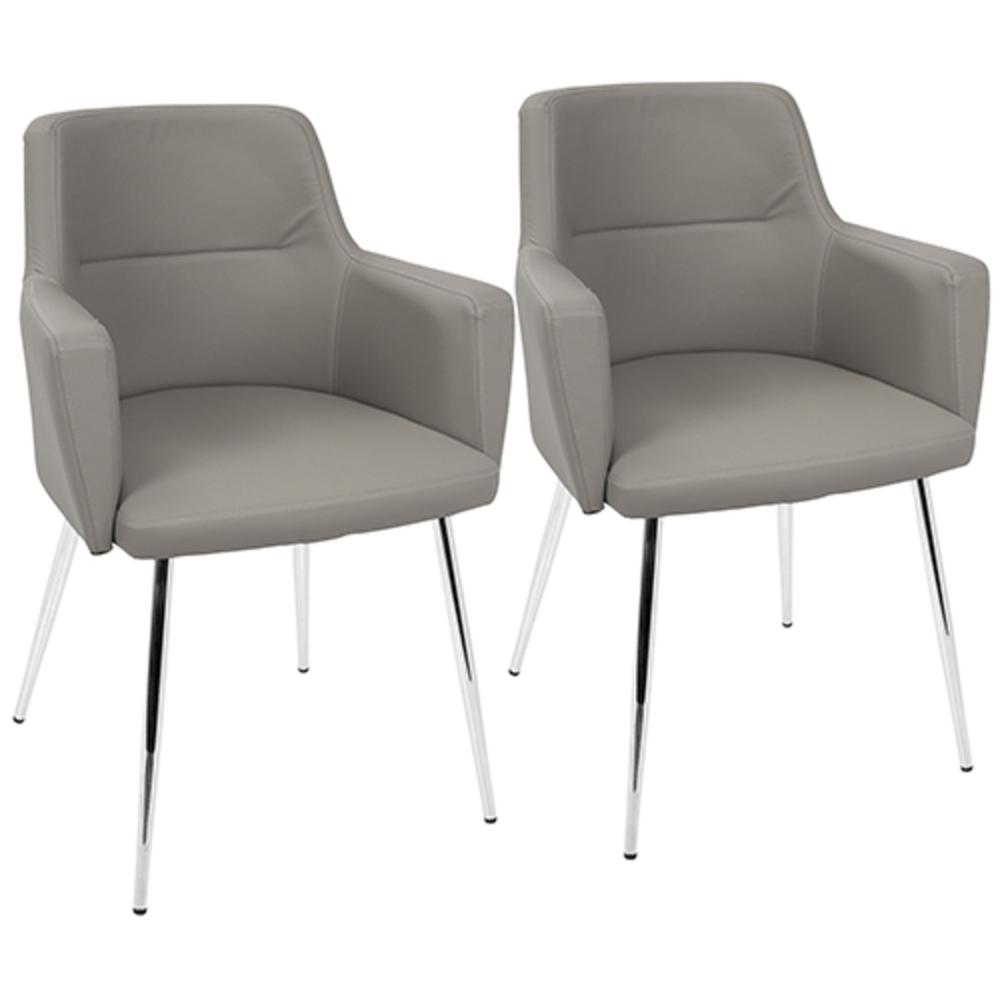 Grey, Chrome Andrew Chair - Set of 2. Picture 1