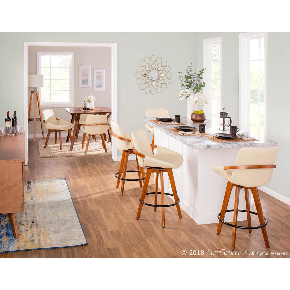 Walnut Bamboo, Cream PU Cosmo Chair. Picture 12
